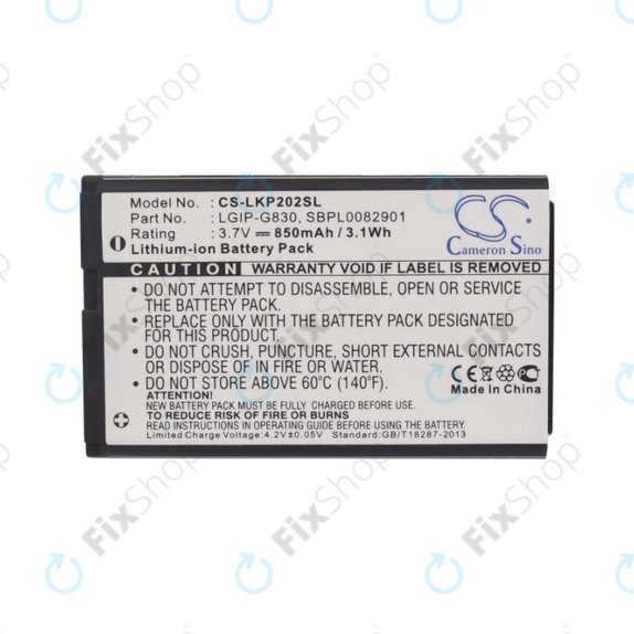 Akkumulátor LG KG120, 850mAh, Li-Ion, 3.7V, LGIP-G830, HQ