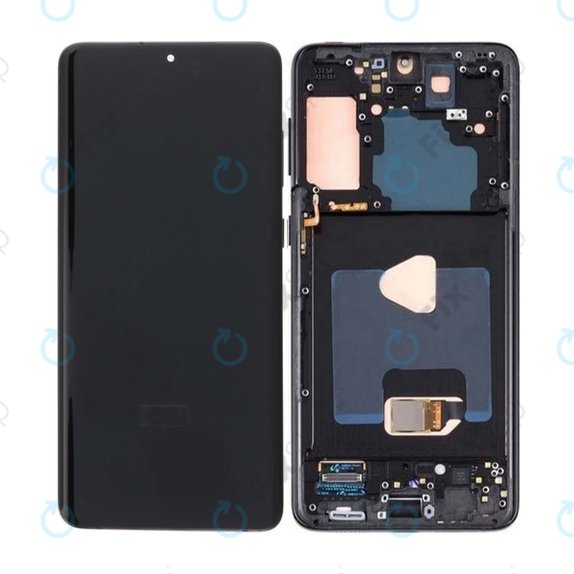 Samsung Galaxy S21 Plus G996B - LCD Kijelző + Érintőüveg + Keret (Phantom Black) OLED
