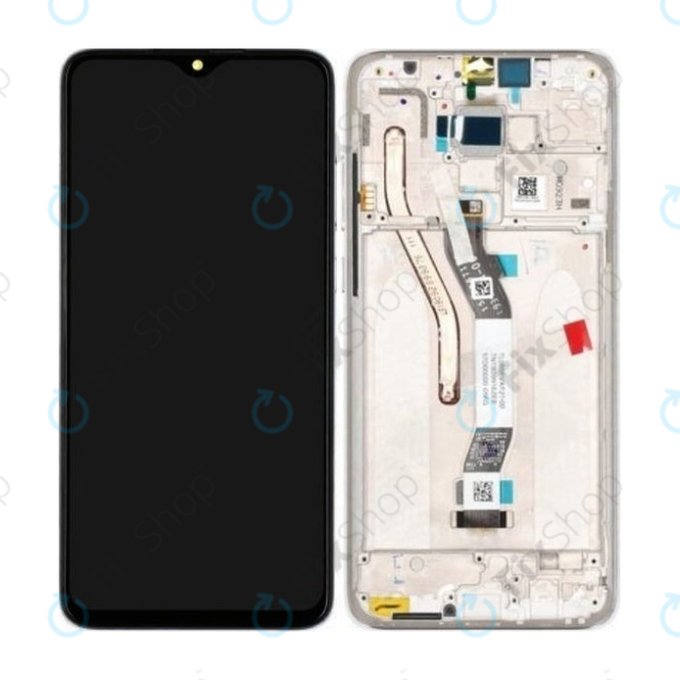 Xiaomi Redmi Note 8 Pro - LCD Kijelző + Érintőüveg + Keret (Pearl White) - 56000300G700 Genuine Service Pack