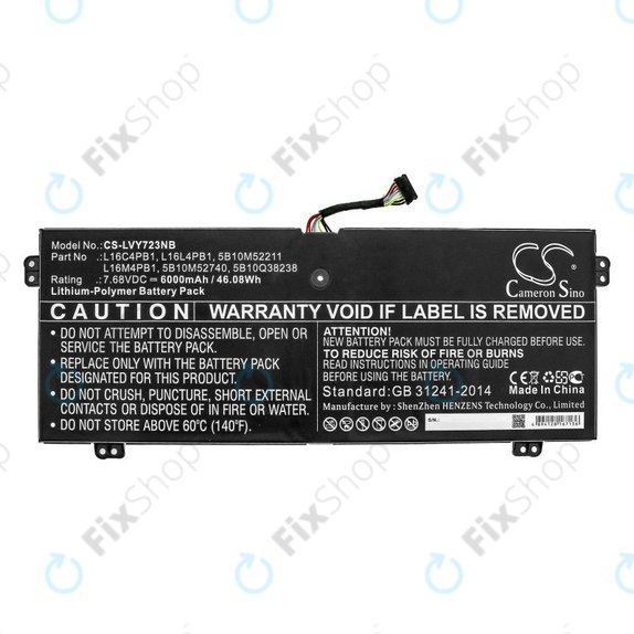 Töltő Lenovo Yoga 720-13, 730-13, 6000mAh, Li-Pol, 7.68V, L16L4PB1, HQ