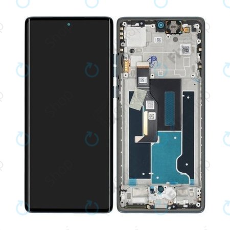 Motorola Edge 50 Fusion - LCD Kijelző + Érintőüveg + Keret (Forest Blue) - 5D68C24633 Genuine Service Pack