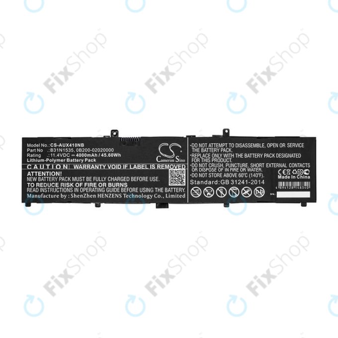 Akkumulátor Asus UX310, UX310UAK, UX410UQ, 4000mAh, Li-Pol, 11.4V, B31N1535, HQ