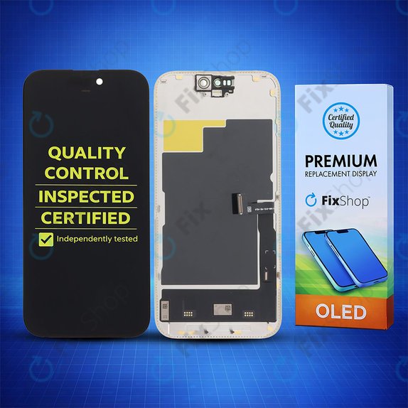 Kijelző Soft OLED 120Hz iPhone 15 Pro, Érintőüveg kerettel, FixPremium
