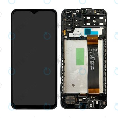Samsung Galaxy A13 A135F - LCD Kijelző + Érintőüveg + Keret (Black) - GH82-28508A, GH82-28653A Genuine Service Pack