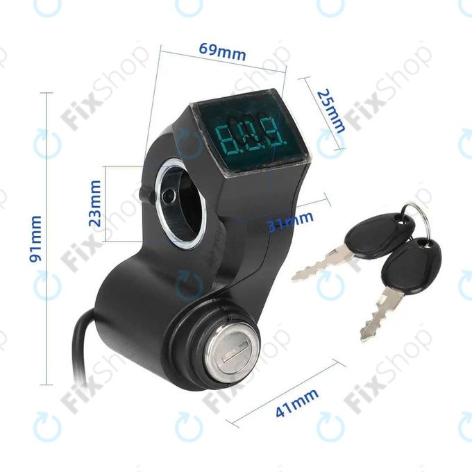 Kugoo Kirin M4, M4 Pro, Speedual, Zero 8X, 10X, MiniWalker, T10-DDM - Gyújtáskapcsoló Voltmérővel