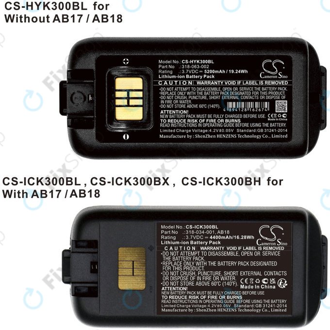 Akkumulátor Intermec CK3, CK3A, CK3X, CK3R, CK3C, CK3C1, CK3N, 5200mAh, Li-Ion, 3.7V, 318-034-001, HQ