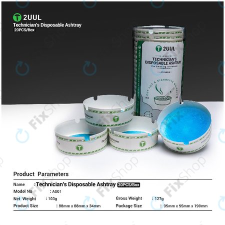 Egyszer használatos hamutartó technikusoknak, 2UUL AS01, 20db/doboz
