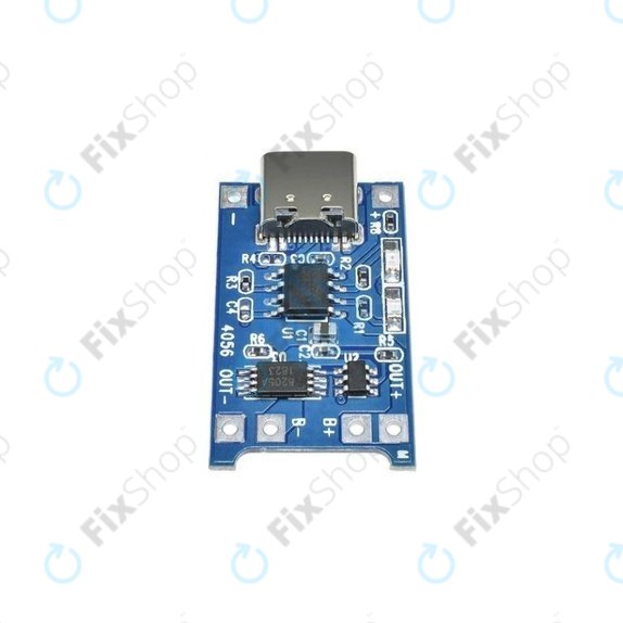 TP4056 töltőmodul 18650 Li-ion akkumulátorhoz, USB-C, 1A