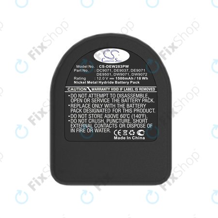Akkumulátor Dewalt DCD940B2, DCD910KX, 1500mAh, Ni-MH, 12V, DC9071, DE9074, HQ