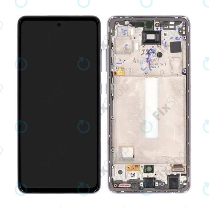 Samsung Galaxy A52s 5G A528B - LCD Kijelző + Érintőüveg + Keret (Awesome Violet) - GH82-26861C, GH82-26909C, GH82-26863C, GH82-26910C Genuine Service Pack
