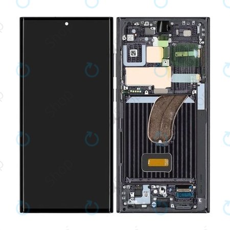 Samsung Galaxy S23 Ultra S918B - LCD Kijelző + Érintőüveg + Keret (Phantom Black) - GH82-30466A, GH82-30465A Genuine Service Pack