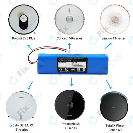 Xiaomi Roidmi EVE Plus, Viomi, Lydsto, Proscenic, Tefal - Akkumulátor XJT-2P4S-6800 Li-Ion 14.4V 6800mAh