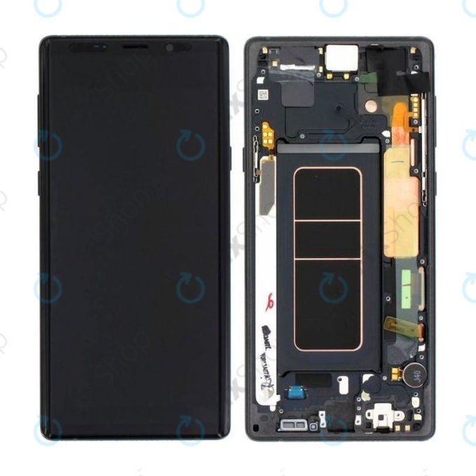 Samsung Galaxy Note 9 N960U - LCD Kijelző + Érintőüveg + Keret (Midnight Black) - GH97-22269A, GH97-23737A, GH97-22270A Genuine Service Pack