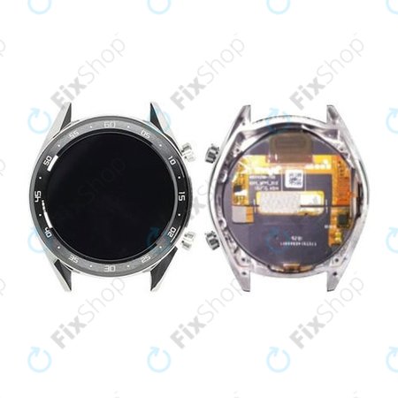 Huawei Watch GT Sport Fortuna B19S - LCD Kijelző + Érintőüveg + Keret (Silver) - 02352GXS Genuine Service Pack