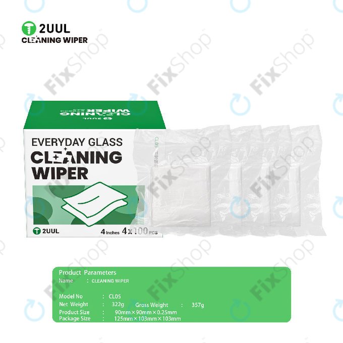 Szöszmentes üvegtisztító kendő, 2UUL CL05, 4x100db/doboz
