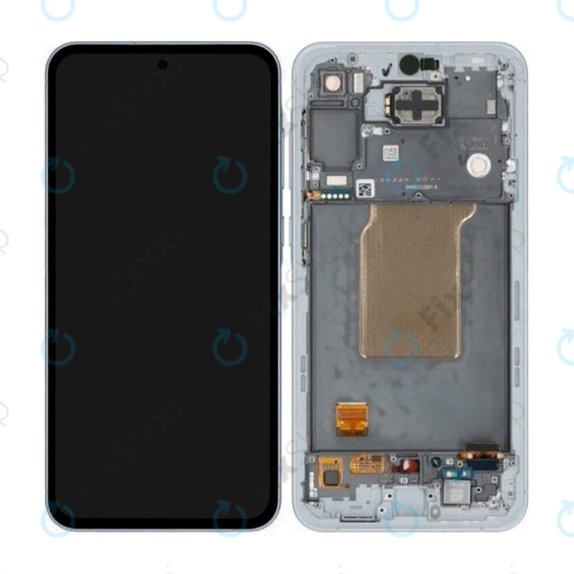 Samsung Galaxy A55 A556B - LCD Kijelző + Érintőüveg + Keret (Awesome Iceblue) OLED