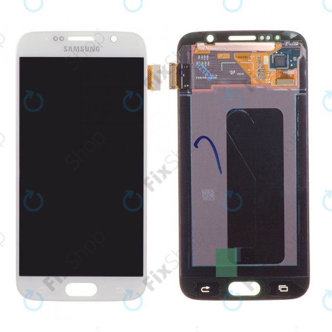 Samsung Galaxy S6 G920F - LCD Kijelző + Érintőüveg (White Pearl) - GH97-17260B Genuine Service Pack