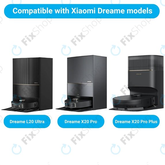 Pótalkatrész készlet Xiaomi Dreame L20 Ultra, X20 Pro, X20 Pro Plus (1x Főkefe, 2x Szűrő, 2x Oldalkefe – fekete)