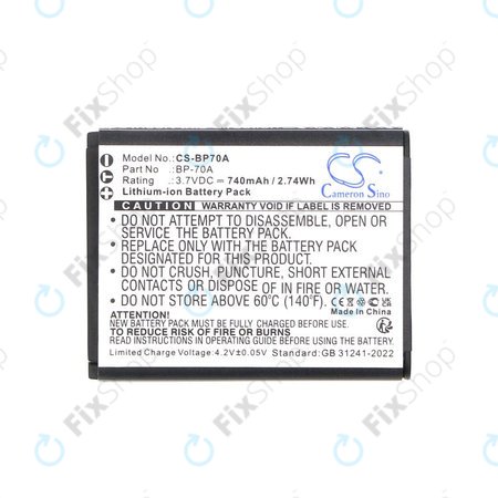 Akkumulátor Samsung ES, ST, 740mAh, Li-Ion, 3.7V, BP-70A, HQ