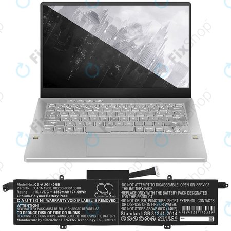Akkumulátor Asus ROG Zephyrus G14 Ga401, 4850mAh, Li-Pol, 15.4V, C41N1908, HQ