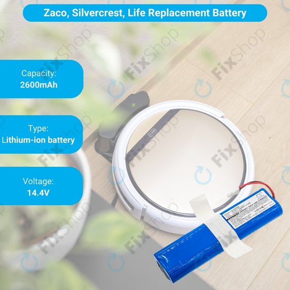 Zaco V3, V40, V5s Pro, V5x, Silvercrest SSWR A1, SSWR B1, SSR 3000 A1 - Akkumulátor 18650B4-4S1P-AGX-2 Li-Ion 14.4V 2600mAh HQ