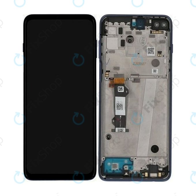 Motorola Moto G 5G Plus XT2075 - LCD Kijelző + Érintőüveg + Keret (Surfing Blue) - 5D68C16996 Genuine Service Pack
