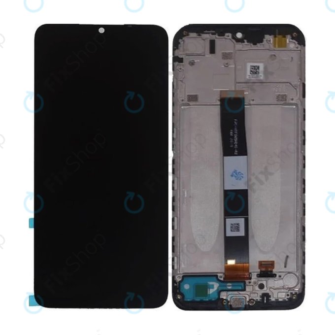 Xiaomi Redmi 9A - LCD Kijelző + Érintőüveg + Keret (Black) TFT