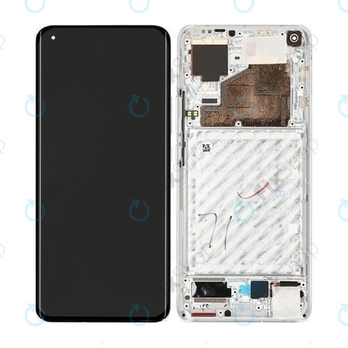 Xiaomi Mi 11, Mi 11 Pro - LCD Kijelző + Érintőüveg + Keret (Cloud White) - 56000700K200 Genuine Service Pack
