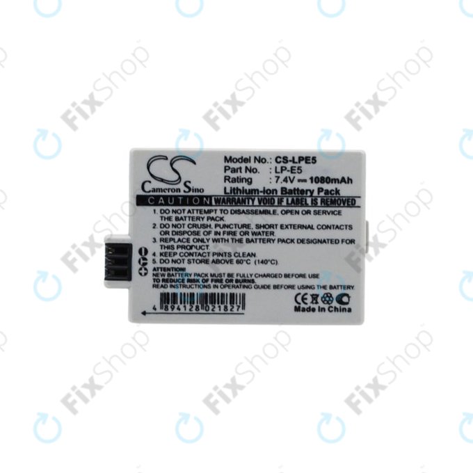 Canon EOS 450D, 500D, 1000D, Kiss F, Kiss X2, Kiss X3, Rebel T1i, XS, XSi - Akkumulátor LP-E5 Li-Ion 1080mAh HQ