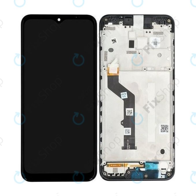 Motorola Moto E7 Plus XT2081 - LCD Kijelző + Érintőüveg + Keret (Black) - 5D68C17416 Genuine Service Pack