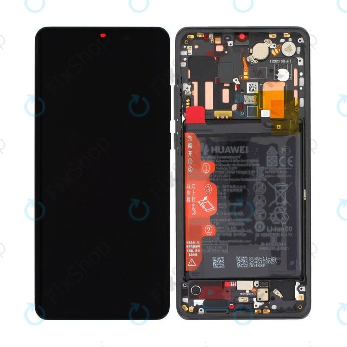 Huawei P30 Pro, P30 Pro 2020 - LCD Kijelző + Érintőüveg + Keret + Akkumulátor (Black) - 02352PBT, 02355UMW, 02354NAK, 02355UNB Genuine Service Pack