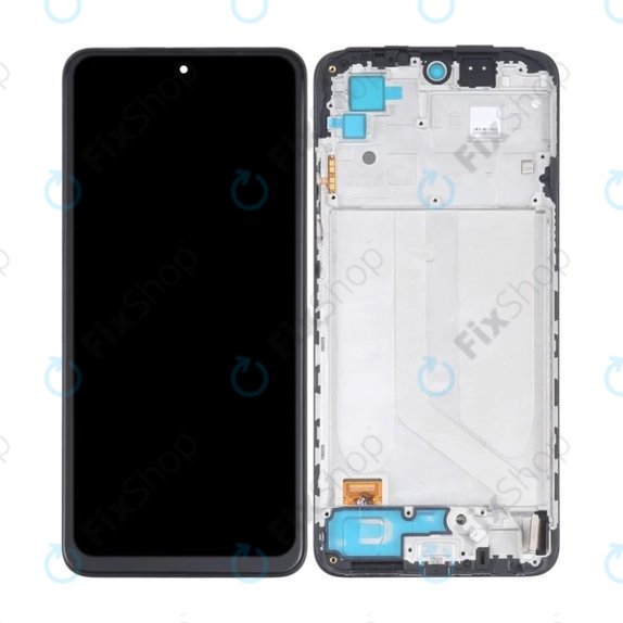 Xiaomi Redmi Note 10 - LCD Kijelző + Érintőüveg + Keret (Black) TFT