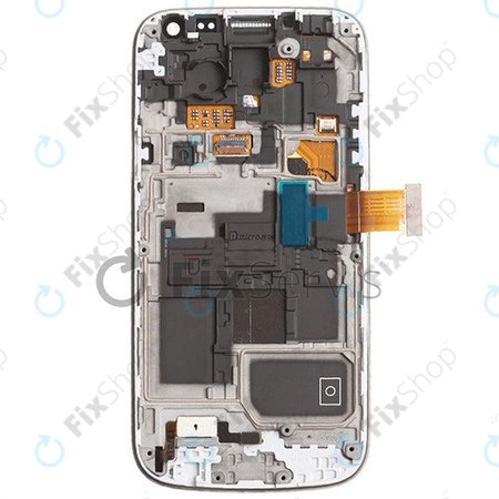 Samsung Galaxy S4 Mini i9195 - LCD Kijelző + Érintőüveg + Keret (White Frost) - GH97-14766B Genuine Service Pack