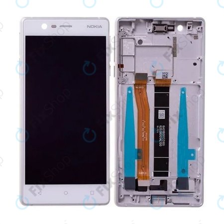 Nokia 3 - LCD Kijelző + Érintőüveg + Keret (Silver White) - 20NE1SW0001 Genuine Service Pack