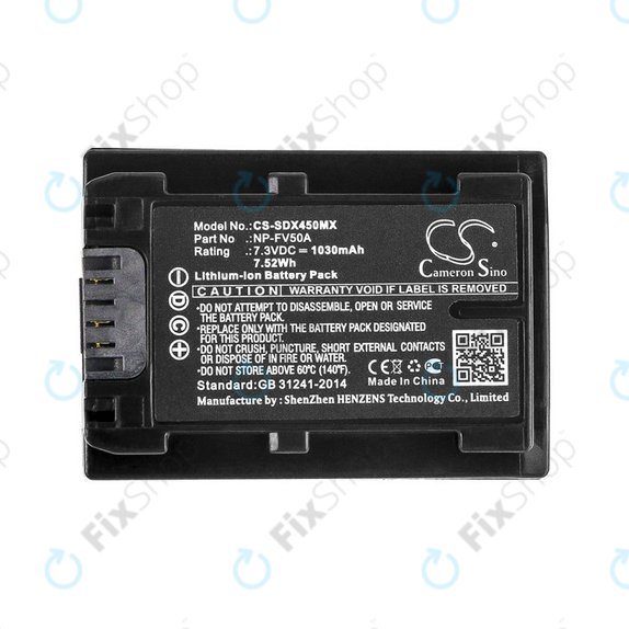 Akkumulátor Sony FDR-AX33, 40, 45, 53, 60, 700, P33, HDR-CX450, 625, 1030mAh, Li-Ion, 7.3V, NP-FV50A, HQ