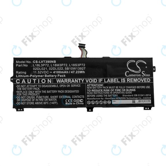 Akkumulátor Lenovo ThinkPad X390, Yoga X390, 4100mAh, Li-Pol, 11.52V, 02DL021, HQ