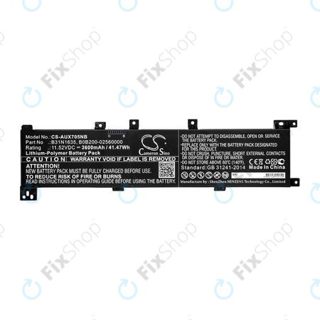 Akkumulátor Asus A705QA, Asus F705MA-Bx030t, 3600mAh, Li-Pol, 11.52V, B31N1635, HQ