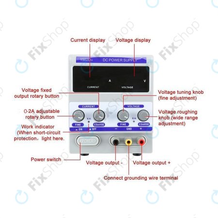 Dingke 1502D+ - Univerzális Szabályozható Tápegység (0-15V, 0-2A, 230V EU)