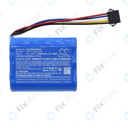 Akkumulátor Ecovacs Winbot X, WA30, WA50, 2600mAh, Li-Ion, 22.2V, S07-Li-222-3000, HQ