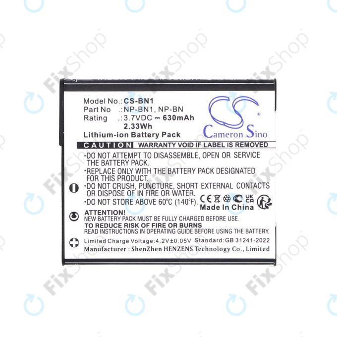 Akkumulátor Sony Cyber-Shot DSC-TX20, TX9, 630mAh, Li-Ion, 3.7V, NP-BN1, HQ