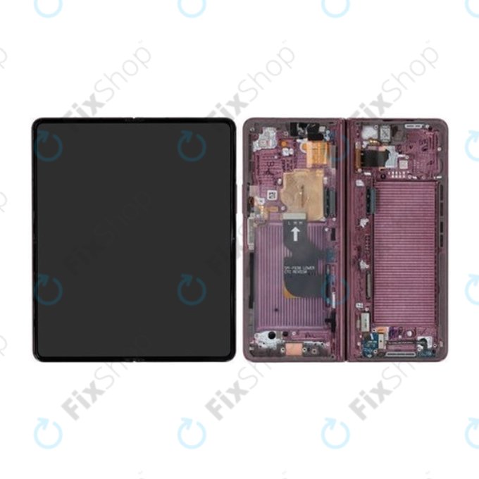 Samsung Galaxy Z Fold 4 F936B - LCD Kijelző + Érintőüveg + Keret (Burgundy) - GH82-29461D, GH82-29462D Genuine Service Pack
