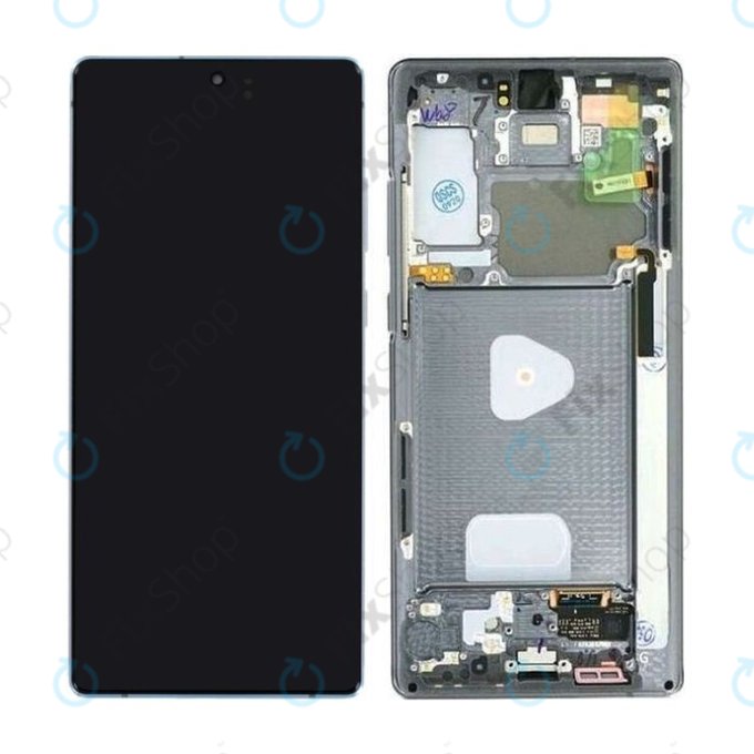Samsung Galaxy Note 20 N980B - LCD Kijelző + Érintőüveg + Keret (Mystic Gray) - GH82-23495A, GH82-23733A Genuine Service Pack