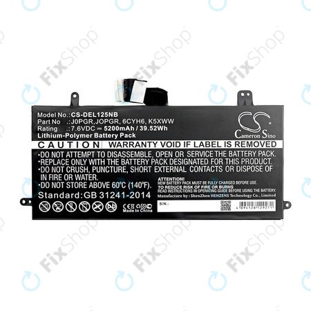 Akkumulátor Dell Latitude 5290, Latitude 12 5285, 5200mAh, Li-Pol, 7.6V, J0PGR, HQ
