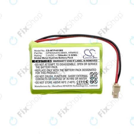 Motorola MBP481, MBP482, MBP483 - Akkumulátor GP80AAAHC3BMX, GP80AAAHC3BMXZ, HRMR03 700mAh HQ