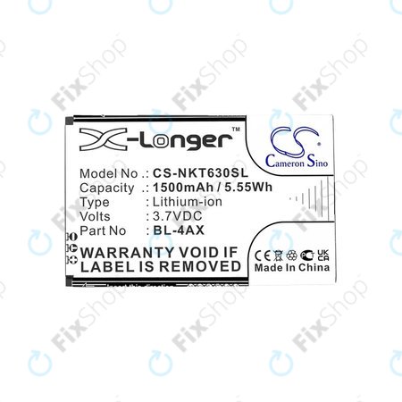 Akkumulátor Nokia 6300 4G, Nokia 8000 4G, 1500mAh, Li-Ion, 3.7V, BL-4AX, HQ