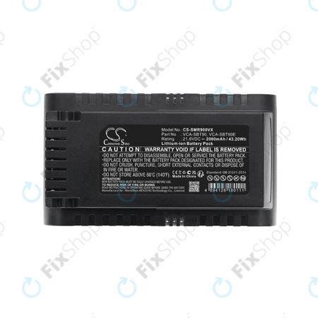 Samsung Jet 75, 75 Multi, 75 Premium, VS70, 90, VS9000 - Akkumulátor VCA-SBT90, VCA-SBT90E, DJ96-00221A Li-Ion 21.6V 2000mAh HQ