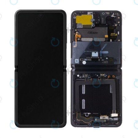Samsung Galaxy Z Flip F700N - LCD Kijelző + Érintőüveg + Keret (Mirror Black) - GH82-22215A Genuine Service Pack