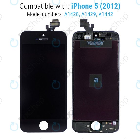 Kijelző iPhone 5, Black, Érintőüveg kerettel