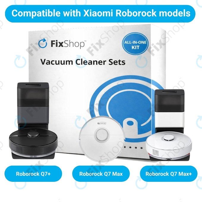 Pótalkatrész készlet Xiaomi Roborock Q7+, Q7 Max, Q7 Max+ (2x Főkefe, 4x Szűrő, 4x Oldalkefe – fehér)