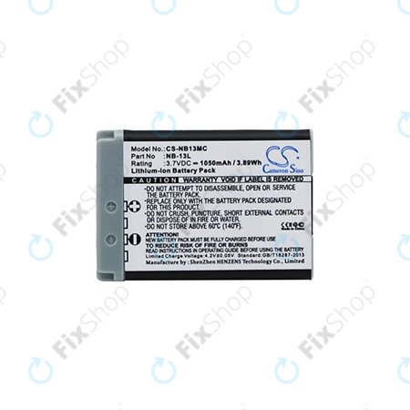 Canon Powershot G5X, G7X, G7X M2, G7X M3, G9X, G9X M2, PowerShot SX620HS, SX720HS, SX730HS, SX740HS - Akkumulátor NB-13L Li-Ion 1050mAh HQ